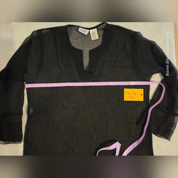 Black Sheer Top / Cover Up - Picture 6 of 8
